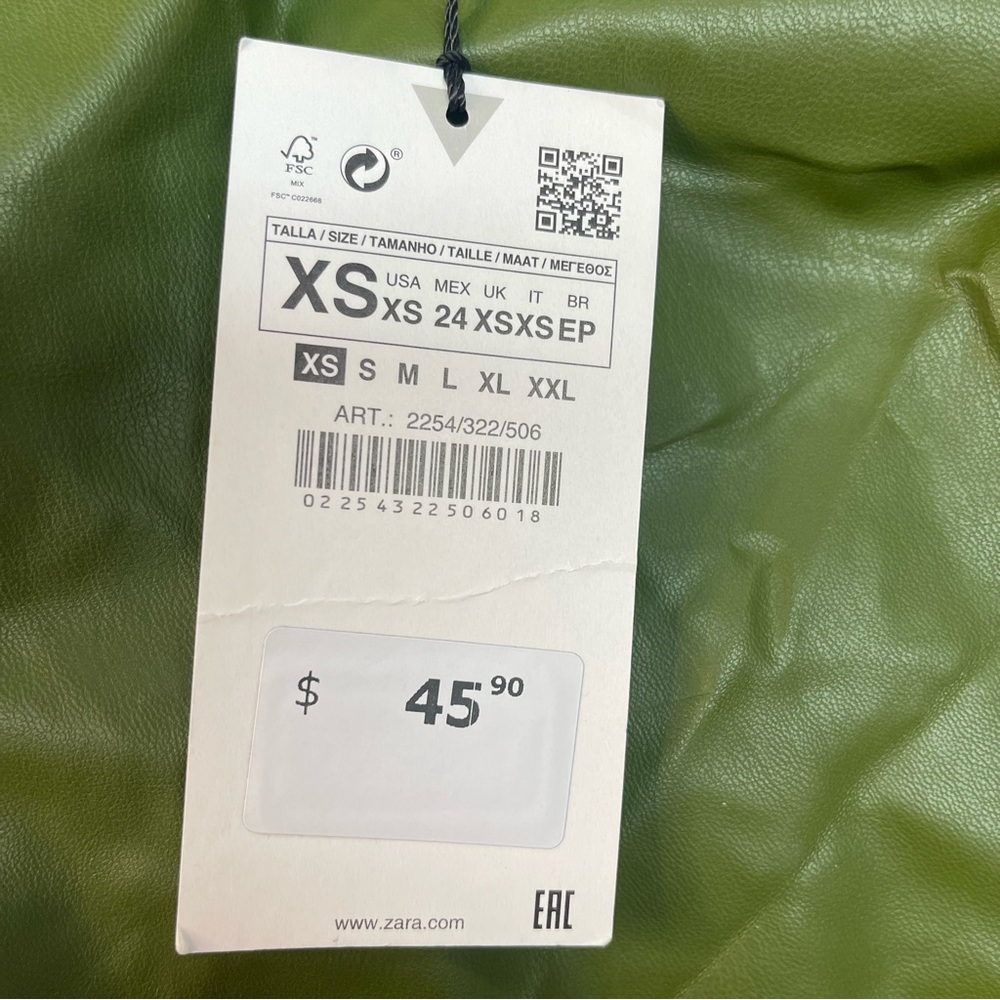 Zara Faux Leather Bustier Bodysuit Olive Green - Picture 6 of 9